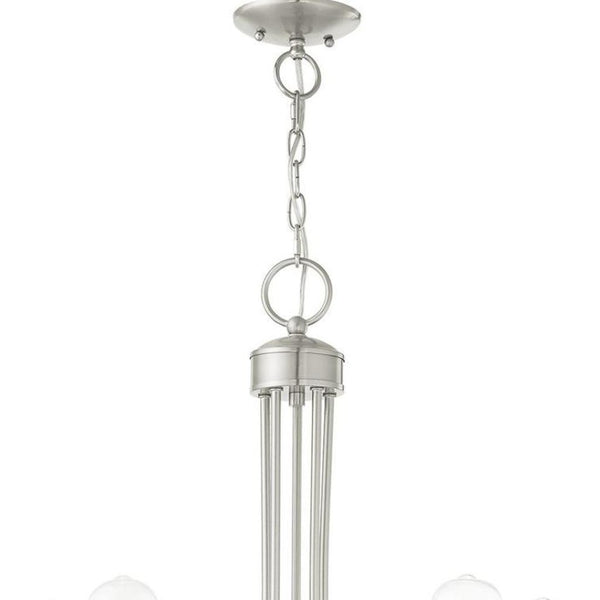 HomeRoots Five Light Dimmable Chandelier - Modern Cylinder Design for Dining Rooms and Living Spaces, 25" Wide 687396