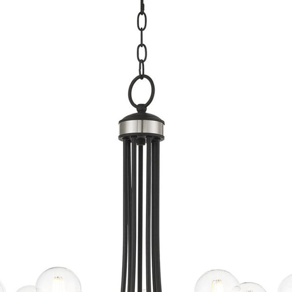 HomeRoots Seven Light Dimmable Chandelier with Contemporary Cylindrical Shades for Modern Spaces & Style 687397