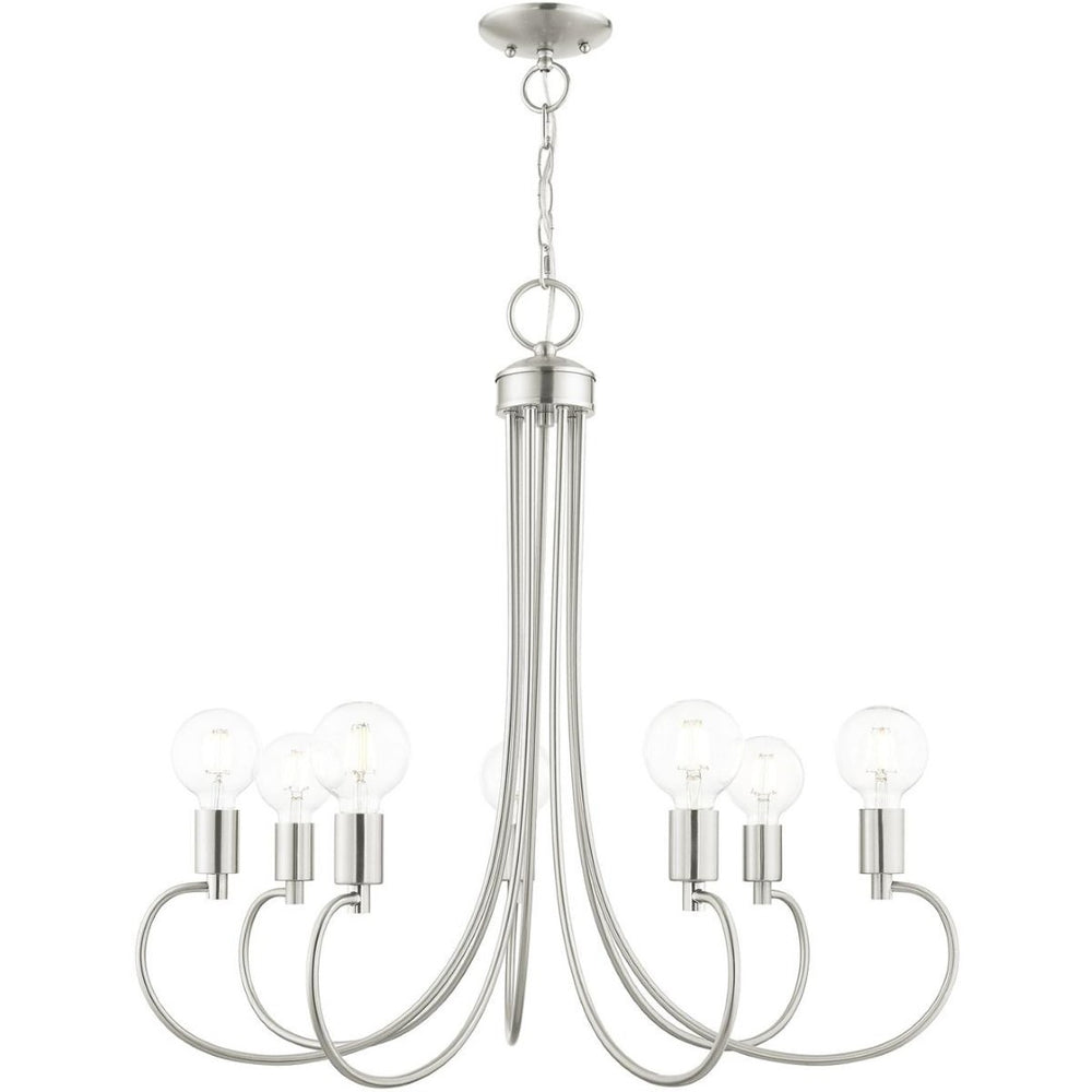 HomeRoots Seven Light Dimmable Chandelier - Modern Steel Shades for Stylish Ambiance in Any Room 687398