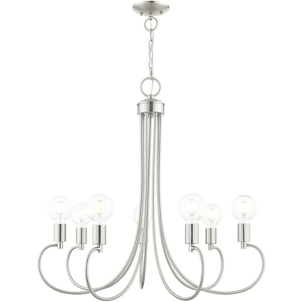 HomeRoots Seven Light Dimmable Chandelier - Modern Steel Shades for Stylish Ambiance in Any Room 687398
