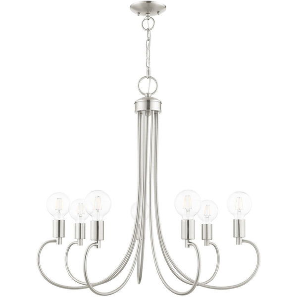 HomeRoots Seven Light Dimmable Chandelier - Modern Steel Shades for Stylish Ambiance in Any Room 687398