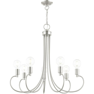 HomeRoots Seven Light Dimmable Chandelier - Modern Steel Shades for Stylish Ambiance in Any Room 687398