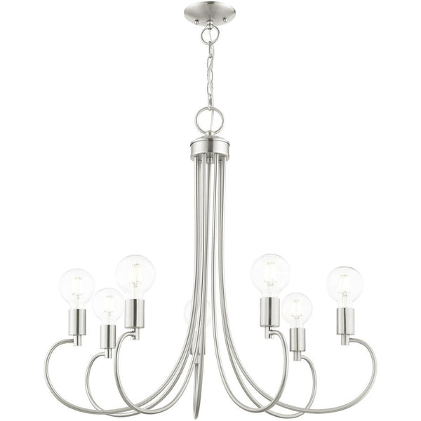 HomeRoots Seven Light Dimmable Chandelier - Modern Steel Shades for Stylish Ambiance in Any Room 687398