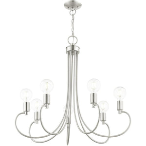 HomeRoots Seven Light Dimmable Chandelier - Modern Steel Shades for Stylish Ambiance in Any Room 687398