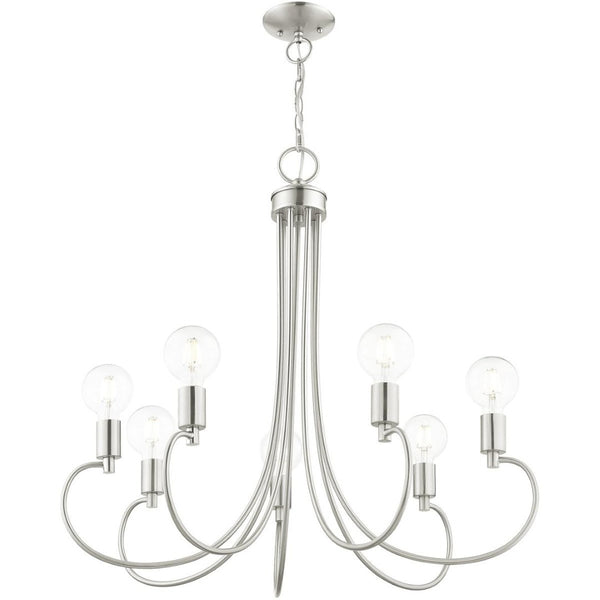 HomeRoots Seven Light Dimmable Chandelier - Modern Steel Shades for Stylish Ambiance in Any Room 687398