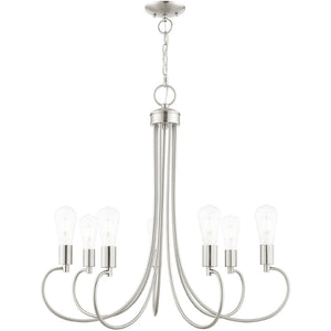 HomeRoots Seven Light Dimmable Chandelier - Modern Steel Shades for Stylish Ambiance in Any Room 687398