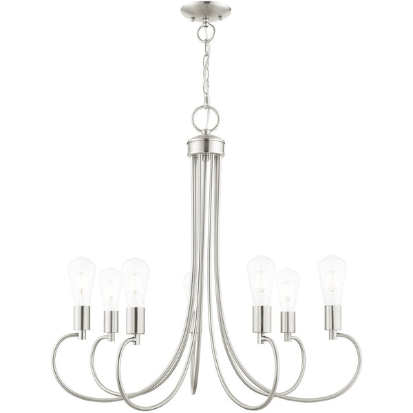 HomeRoots Seven Light Dimmable Chandelier - Modern Steel Shades for Stylish Ambiance in Any Room 687398