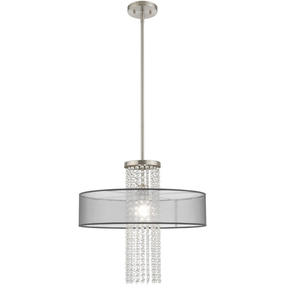 HomeRoots Dimmable Chandelier: Modern Cylindrical Design with Steel Shades for Stylish, Adjustable Lighting 687399
