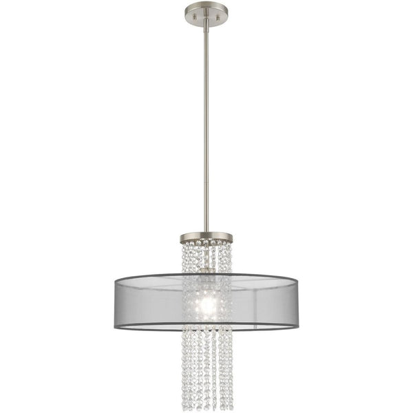 HomeRoots Dimmable Chandelier: Modern Cylindrical Design with Steel Shades for Stylish, Adjustable Lighting 687399