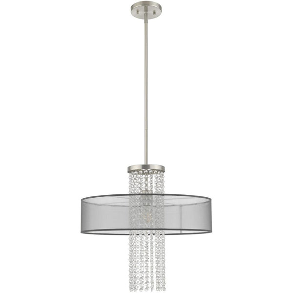 HomeRoots Dimmable Chandelier: Modern Cylindrical Design with Steel Shades for Stylish, Adjustable Lighting 687399