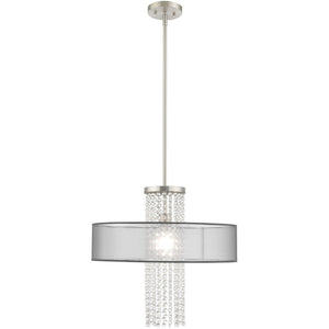 HomeRoots Dimmable Chandelier: Modern Cylindrical Design with Steel Shades for Stylish, Adjustable Lighting 687399
