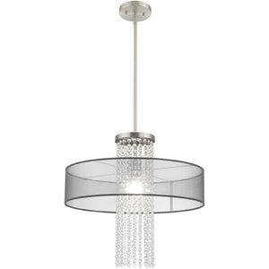 HomeRoots Dimmable Chandelier: Modern Cylindrical Design with Steel Shades for Stylish, Adjustable Lighting 687399
