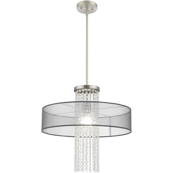 HomeRoots Dimmable Chandelier: Modern Cylindrical Design with Steel Shades for Stylish, Adjustable Lighting 687399