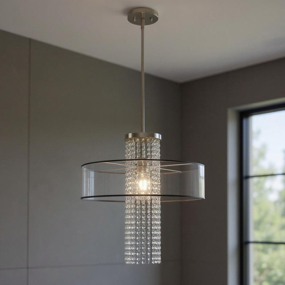 HomeRoots Dimmable Chandelier: Modern Cylindrical Design with Steel Shades for Stylish, Adjustable Lighting 687399
