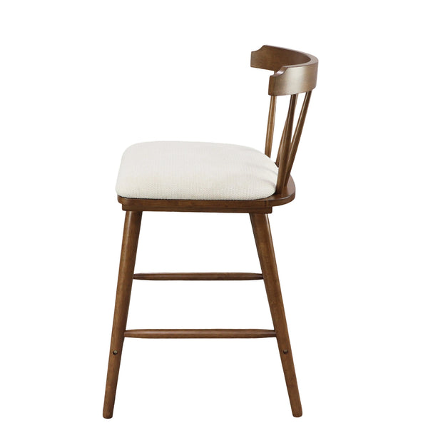 English Elm Christopher Knight Home® - Olivia Classic Windsor-Style Wooden Counter Stools, Set Of 4 In Walnut Finish & Soft Beige Upholstery N775P346246W-S4