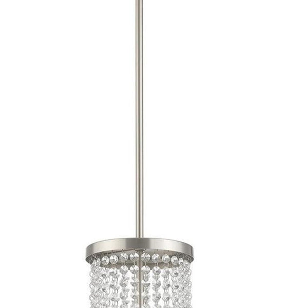 HomeRoots Four Light Dimmable Chandelier with Modern Cylinder Shades for Elegant Home Lighting Solutions 687400
