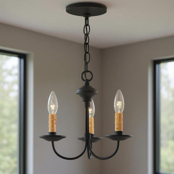 HomeRoots Black Modern Three-Light Dimmable Chandelier with Cylinder Shades for Elegant Ambient Lighting 687402