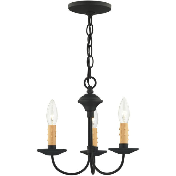 HomeRoots Black Modern Three-Light Dimmable Chandelier with Cylinder Shades for Elegant Ambient Lighting 687402