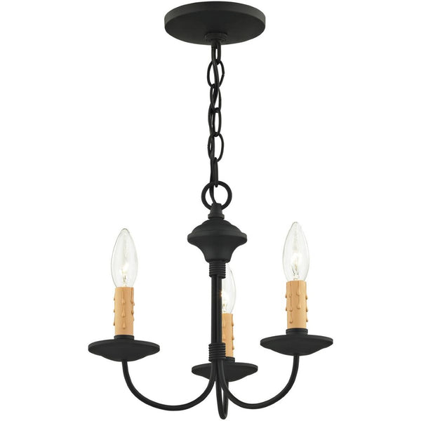 HomeRoots Black Modern Three-Light Dimmable Chandelier with Cylinder Shades for Elegant Ambient Lighting 687402