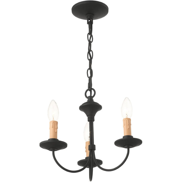 HomeRoots Black Modern Three-Light Dimmable Chandelier with Cylinder Shades for Elegant Ambient Lighting 687402
