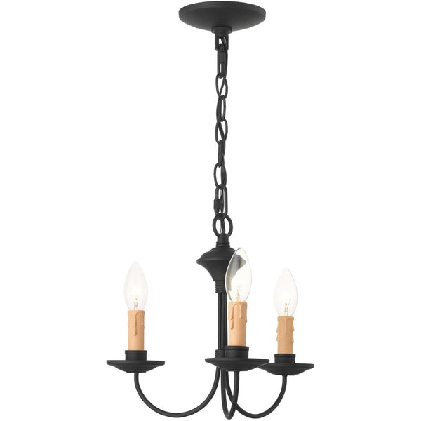 HomeRoots Black Modern Three-Light Dimmable Chandelier with Cylinder Shades for Elegant Ambient Lighting 687402
