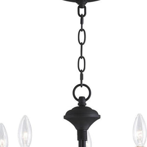 HomeRoots Black Five-Light Dimmable Chandelier - Modern Matte Black Fixture for Dining and Living Spaces 687403