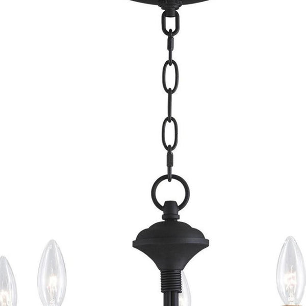HomeRoots Black Five-Light Dimmable Chandelier - Modern Matte Black Fixture for Dining and Living Spaces 687403