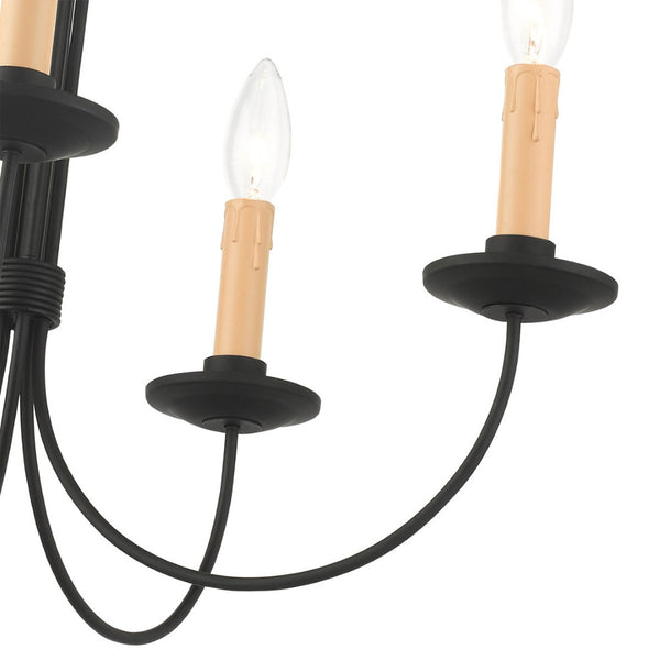 HomeRoots Black Five-Light Dimmable Chandelier - Modern Matte Black Fixture for Dining and Living Spaces 687403