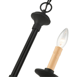 HomeRoots Black Six-Light Dimmable Chandelier - Modern Elegance with Cylinder Shades for Versatile Spaces 687404