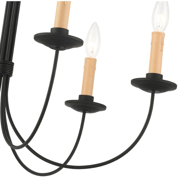 HomeRoots Black Six-Light Dimmable Chandelier - Modern Elegance with Cylinder Shades for Versatile Spaces 687404