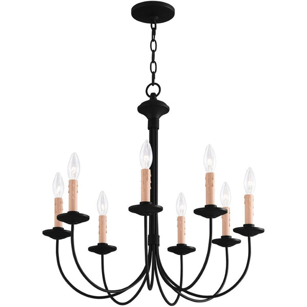 HomeRoots Black Eight-Light Dimmable Chandelier - Modern Cylinder Shades for Elegant Ambient Lighting 687406