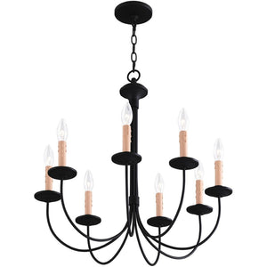 HomeRoots Black Eight-Light Dimmable Chandelier - Modern Cylinder Shades for Elegant Ambient Lighting 687406