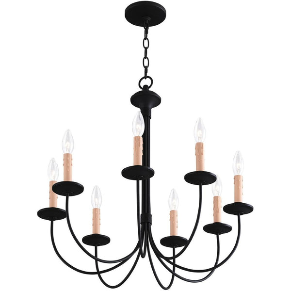 HomeRoots Black Eight-Light Dimmable Chandelier - Modern Cylinder Shades for Elegant Ambient Lighting 687406