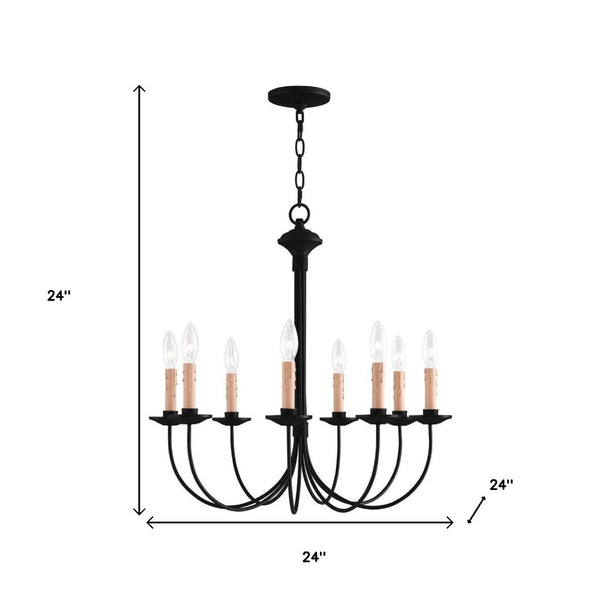 HomeRoots Black Eight-Light Dimmable Chandelier - Modern Cylinder Shades for Elegant Ambient Lighting 687406