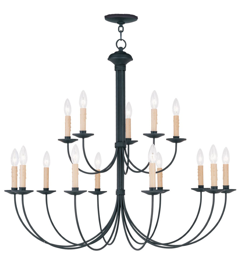 HomeRoots Black Multi-Light Dimmable Chandelier – Modern Cylindrical Shades for Dining & Living Spaces Elegance 687407