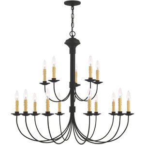 HomeRoots Black Multi-Light Dimmable Chandelier – Modern Cylindrical Shades for Dining & Living Spaces Elegance 687407