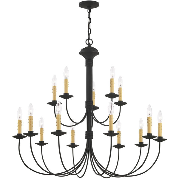HomeRoots Black Multi-Light Dimmable Chandelier – Modern Cylindrical Shades for Dining & Living Spaces Elegance 687407