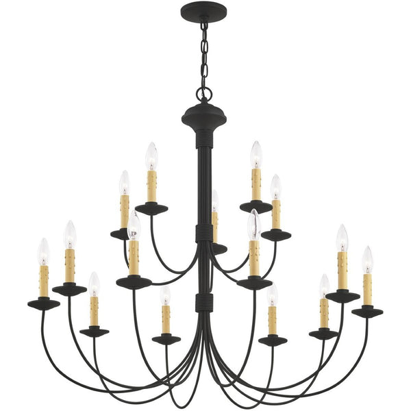 HomeRoots Black Multi-Light Dimmable Chandelier – Modern Cylindrical Shades for Dining & Living Spaces Elegance 687407