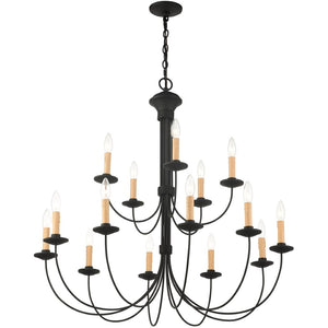 HomeRoots Black Multi-Light Dimmable Chandelier – Modern Cylindrical Shades for Dining & Living Spaces Elegance 687407