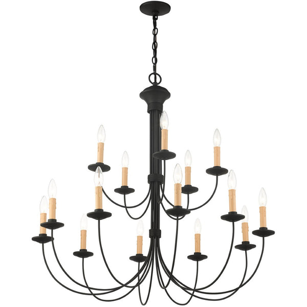 HomeRoots Black Multi-Light Dimmable Chandelier – Modern Cylindrical Shades for Dining & Living Spaces Elegance 687407