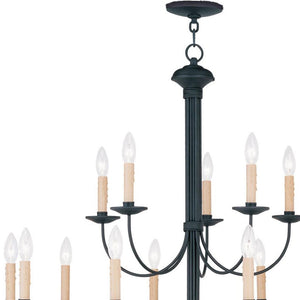 HomeRoots Black Multi-Light Dimmable Chandelier – Modern Cylindrical Shades for Dining & Living Spaces Elegance 687407