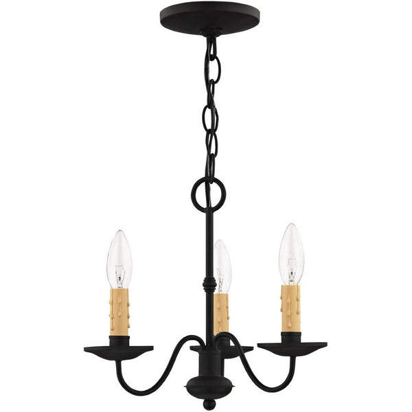 HomeRoots Black Three-Light Dimmable Chandelier with Cylinder Shades for Modern Home Ambiance & Style 687408