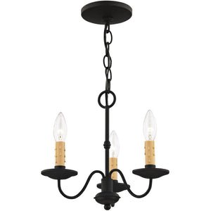 HomeRoots Black Three-Light Dimmable Chandelier with Cylinder Shades for Modern Home Ambiance & Style 687408