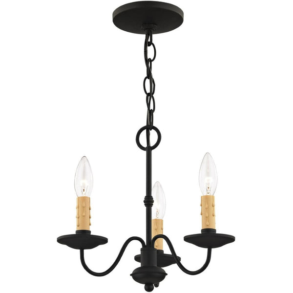 HomeRoots Black Three-Light Dimmable Chandelier with Cylinder Shades for Modern Home Ambiance & Style 687408