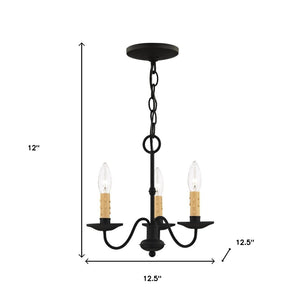 HomeRoots Black Three-Light Dimmable Chandelier with Cylinder Shades for Modern Home Ambiance & Style 687408