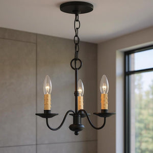 HomeRoots Black Three-Light Dimmable Chandelier with Cylinder Shades for Modern Home Ambiance & Style 687408