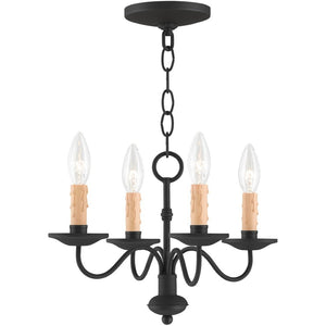 HomeRoots Black Four-Light Dimmable Chandelier with Cylindrical Shades for Modern Home Ambiance & Style 687409
