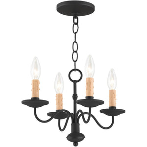 HomeRoots Black Four-Light Dimmable Chandelier with Cylindrical Shades for Modern Home Ambiance & Style 687409