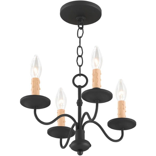 HomeRoots Black Four-Light Dimmable Chandelier with Cylindrical Shades for Modern Home Ambiance & Style 687409