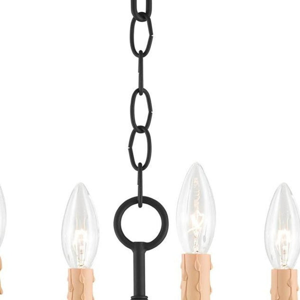 HomeRoots Black Four-Light Dimmable Chandelier with Cylindrical Shades for Modern Home Ambiance & Style 687409
